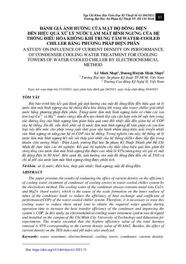 (PDF) A Study on Influence of Current Density on Performance of ...