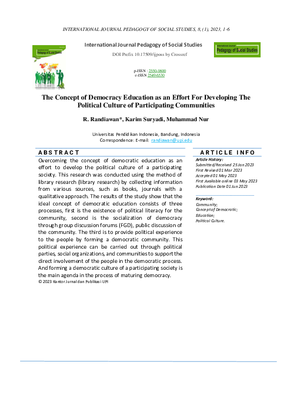 (PDF) The Concept of Democracy Education as an Effort for Developing ...