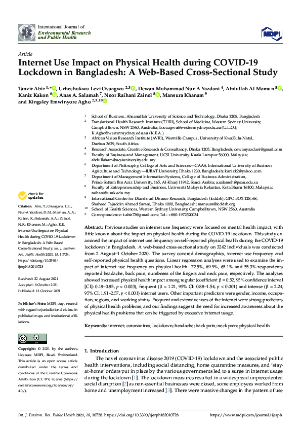 (PDF) Internet Use Impact on Physical Health during COVID-19 Lockdown ...