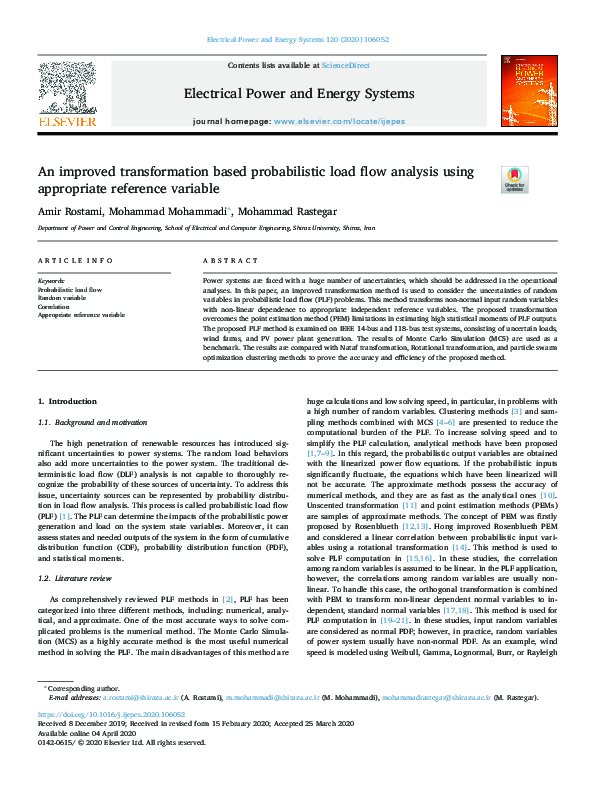 (PDF) An improved transformation based probabilistic load flow analysis ...