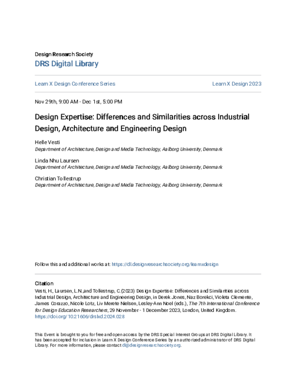 (PDF) Design Expertise Differences and Similarities across Industrial ...
