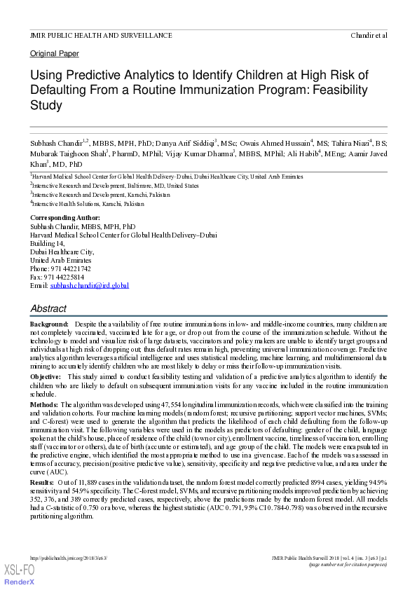 (PDF) Using Predictive Analytics to Identify Children at High Risk of ...