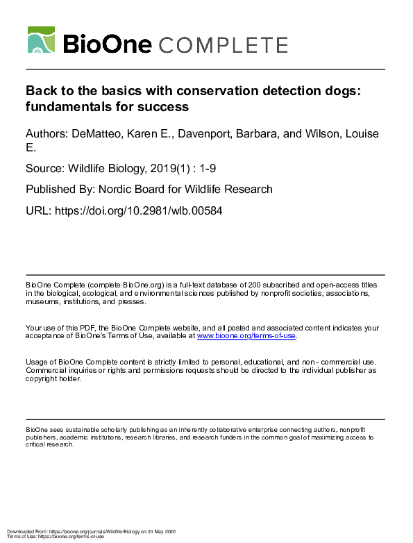 (PDF) Back to the basics with conservation detection dogs: fundamentals ...