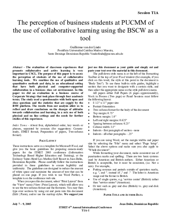 (PDF) The perception of business students at PUCMM of the use of ...