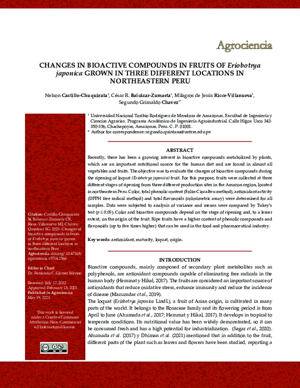 (PDF) CHANGES IN BIOACTIVE COMPOUNDS IN FRUITS OF Eriobotrya japonica ...