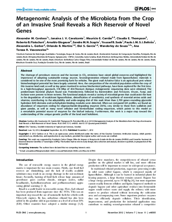 (PDF) Metagenomic Analysis of the Microbiota from the Crop of an ...