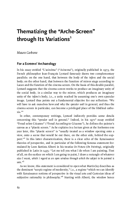 (PDF) Thematizing the “Arche-Screen” through its variations