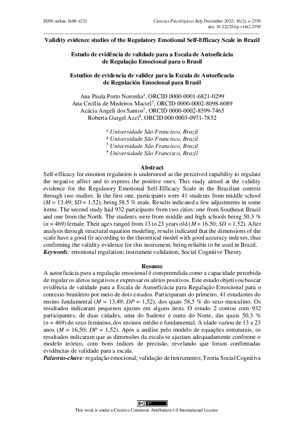 (PDF) Validity evidence studies of the Regulatory Emotional Self ...