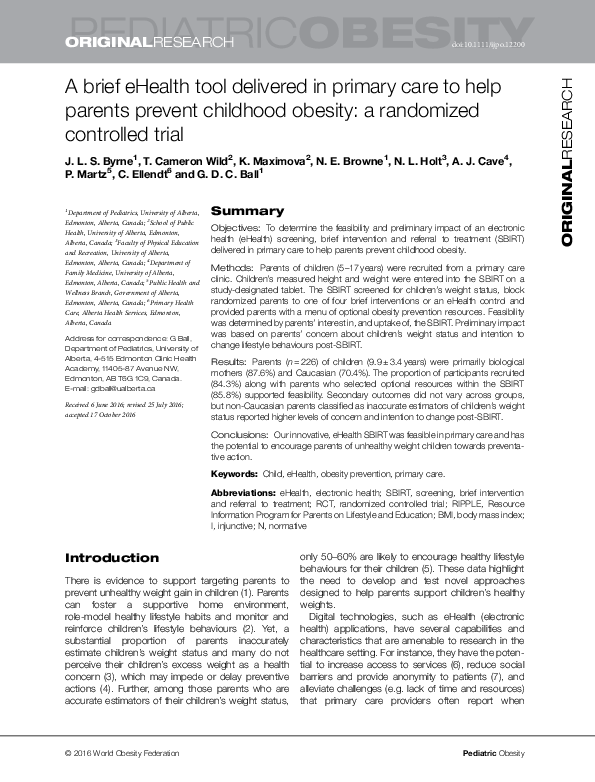 (PDF) A brief eHealth tool delivered in primary care to help parents ...