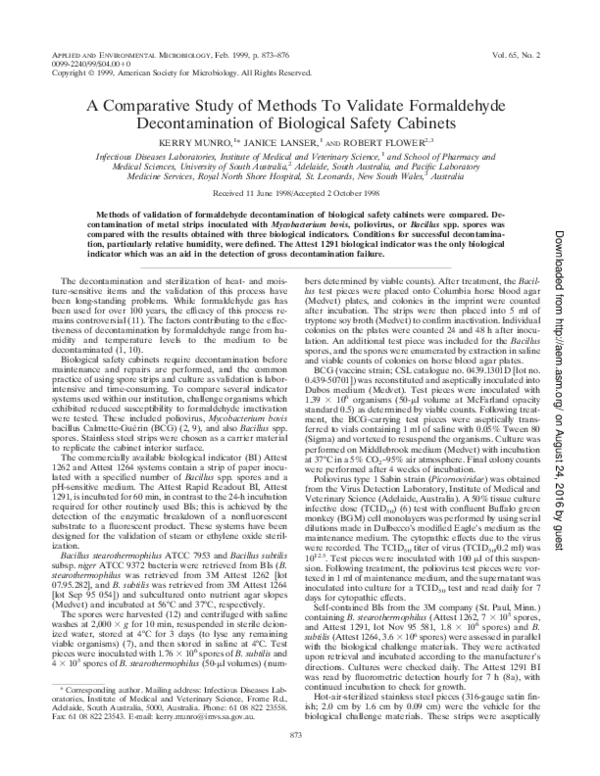 (PDF) A Comparative Study of Methods To Validate Formaldehyde ...