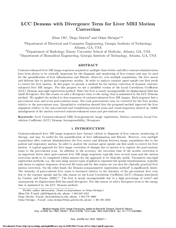 (PDF) LCC demons with divergence term for liver MRI motion correction