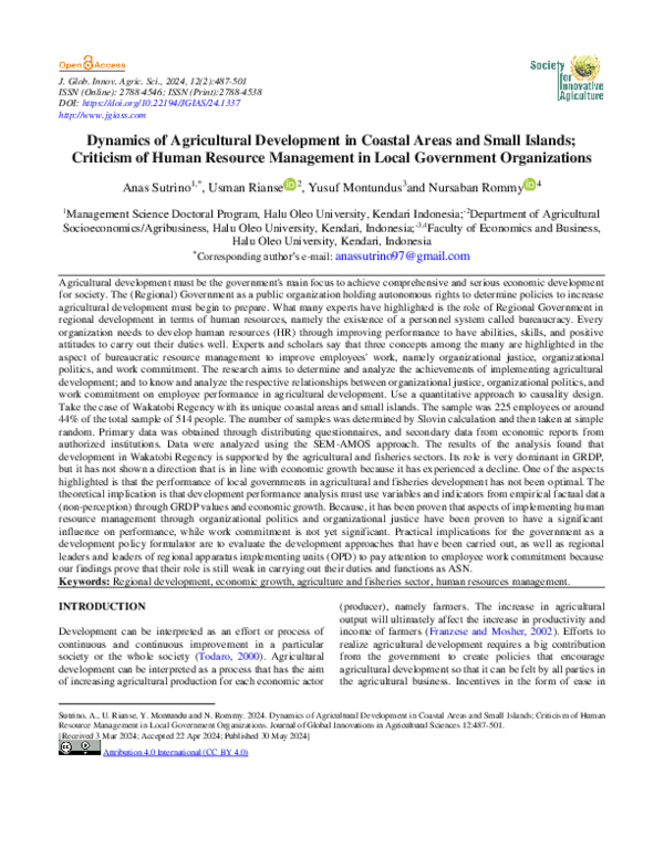(PDF) Dynamics of Agricultural Development in Coastal Areas and Small ...