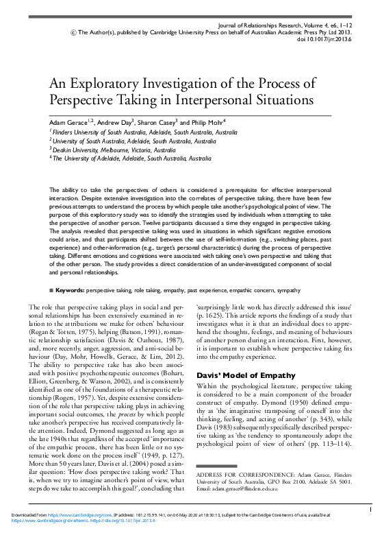 (PDF) An Exploratory Investigation of the Process of Perspective Taking ...