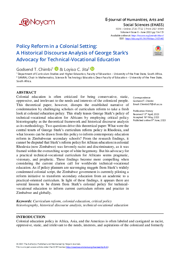 (PDF) Policy Reform in a Colonial Setting: A Historical Discourse ...