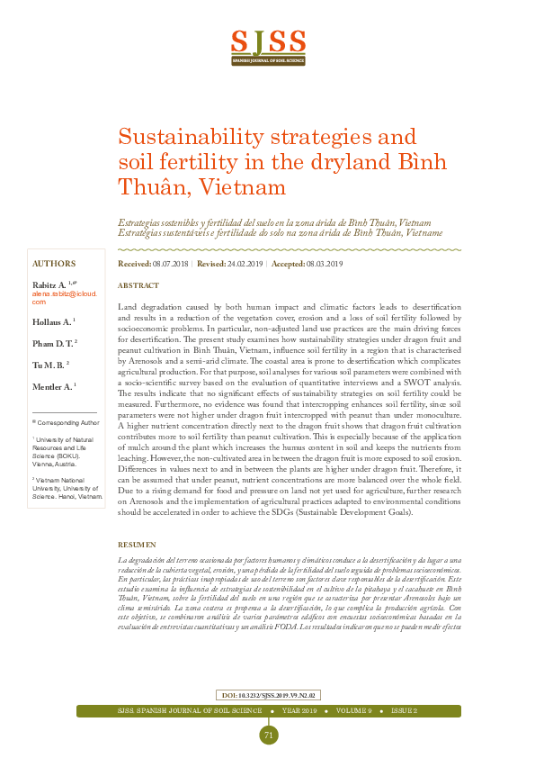 (PDF) Sustainability strategies and soil fertility in the dryland Bình ...