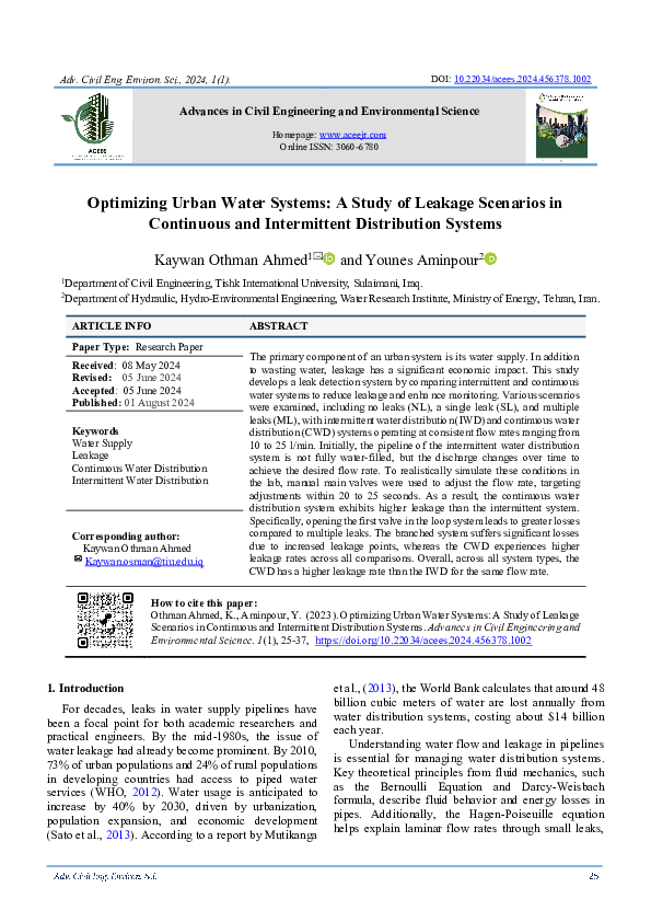 (PDF) Optimizing Urban Water Systems: A Study of Leakage Scenarios in ...
