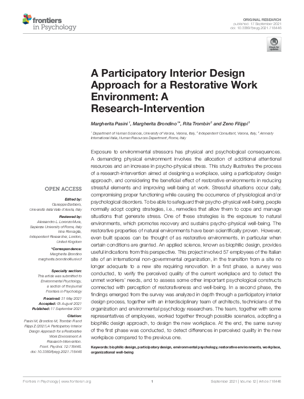 (PDF) A Participatory Interior Design Approach for a Restorative Work ...