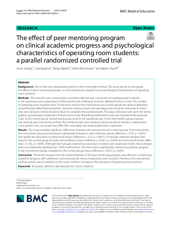 (PDF) The effect of peer mentoring program on clinical academic ...