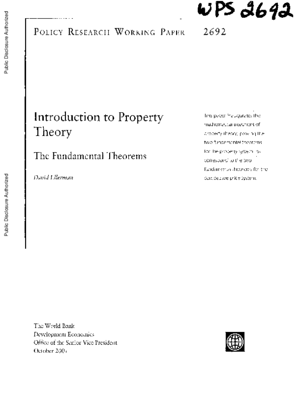 (PDF) Introduction to Property Theory: The Fundamental Theorems