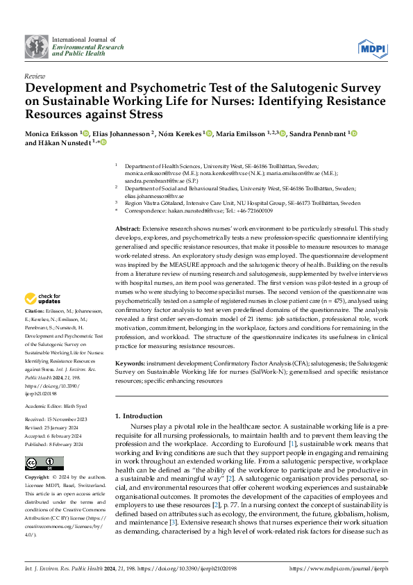 (PDF) Development and Psychometric Test of the Salutogenic Survey on ...