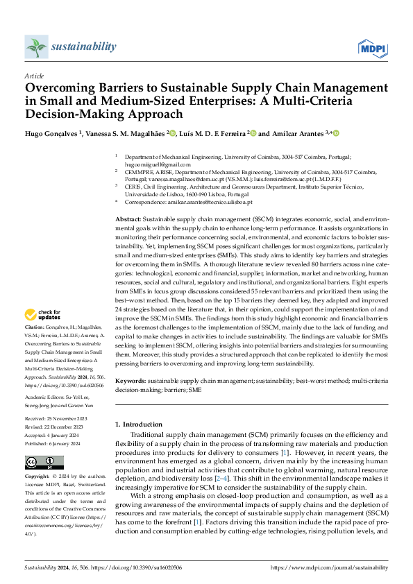 (PDF) Overcoming Barriers to Sustainable Supply Chain Management in ...