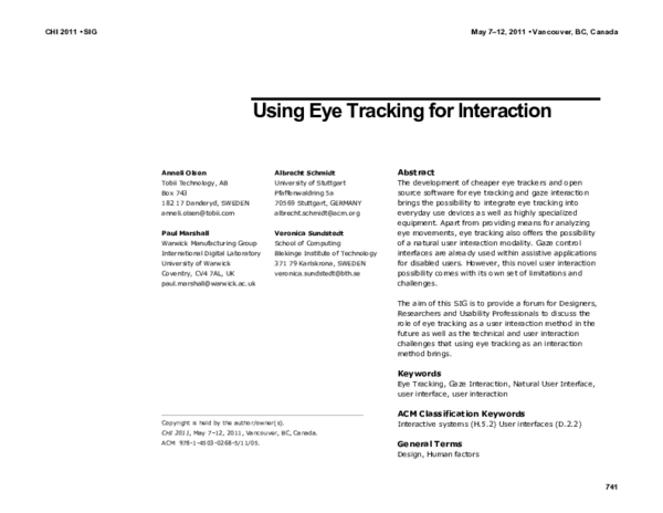 (PDF) Using eye tracking for interaction