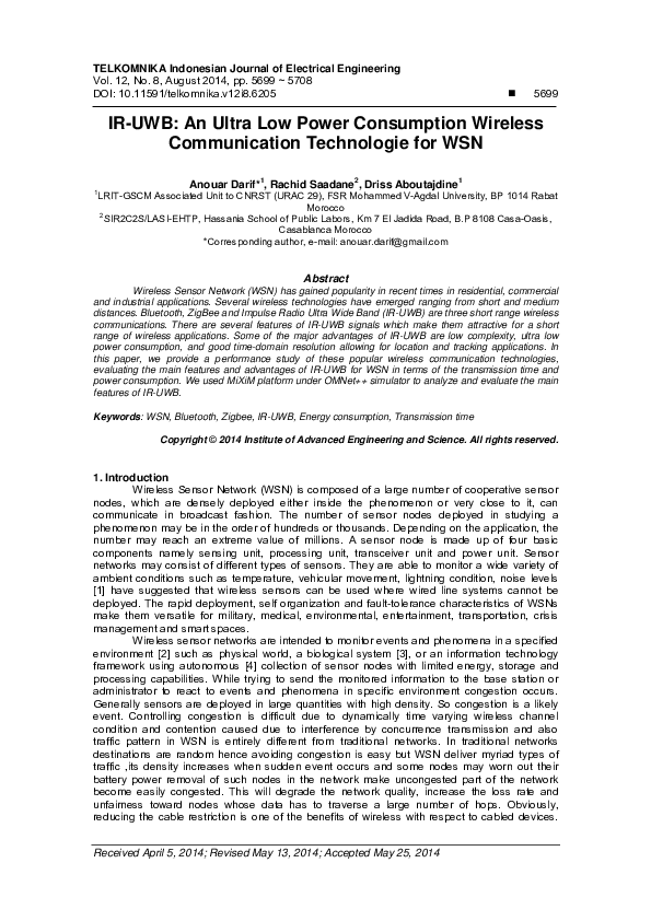 (PDF) IR-UWB: An Ultra Low Power Consumption Wireless communication ...