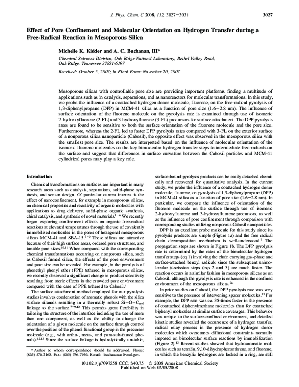 (PDF) Effect of Pore Confinement and Molecular Orientation on Hydrogen ...