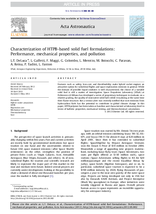(PDF) Characterization of HTPB-based solid fuel formulations ...