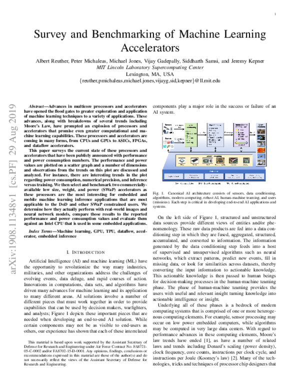 (PDF) Survey and Benchmarking of Machine Learning Accelerators