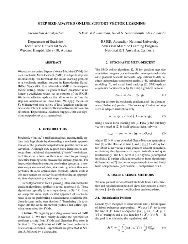 (PDF) Step size-adapted online support vector learning