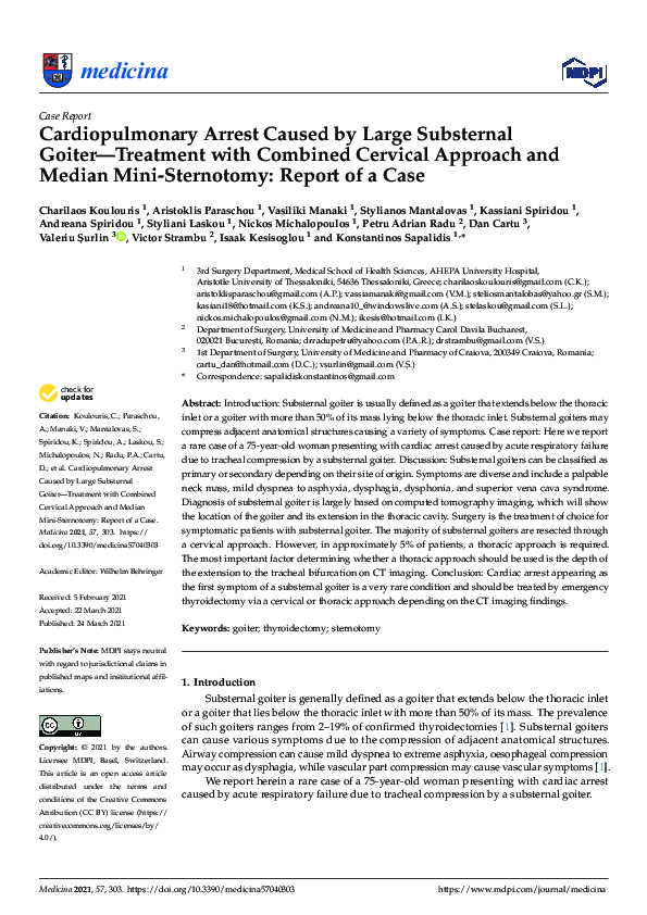 (PDF) Cardiopulmonary Arrest Caused by Large Substernal Goiter ...