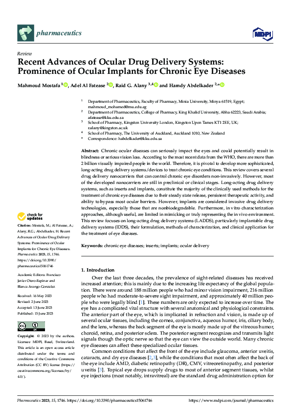 (PDF) Recent Advances of Ocular Drug Delivery Systems: Prominence of ...