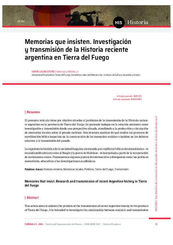 (PDF) Memorias que insisten. Investigación y transmisión de la Historia ...
