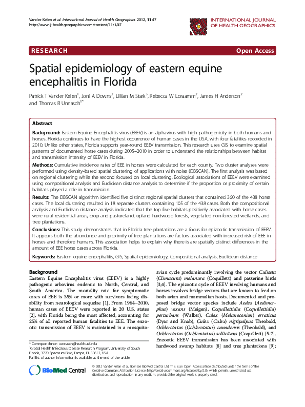 (PDF) Spatial epidemiology of eastern equine encephalitis in Florida ...