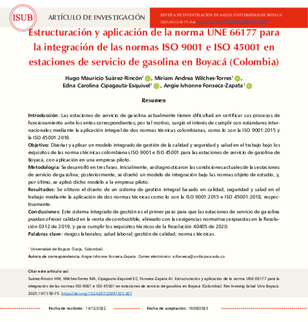 (PDF) Estructuración y aplicación de la norma UNE 66177 para la ...