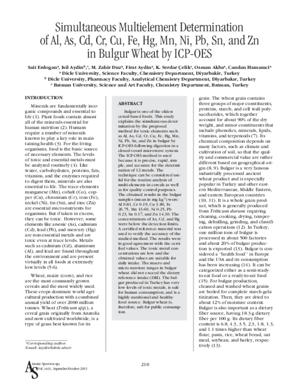 (PDF) Simultaneous Multielement Determination of Al, As, Cd, Cr, Cu, Fe ...