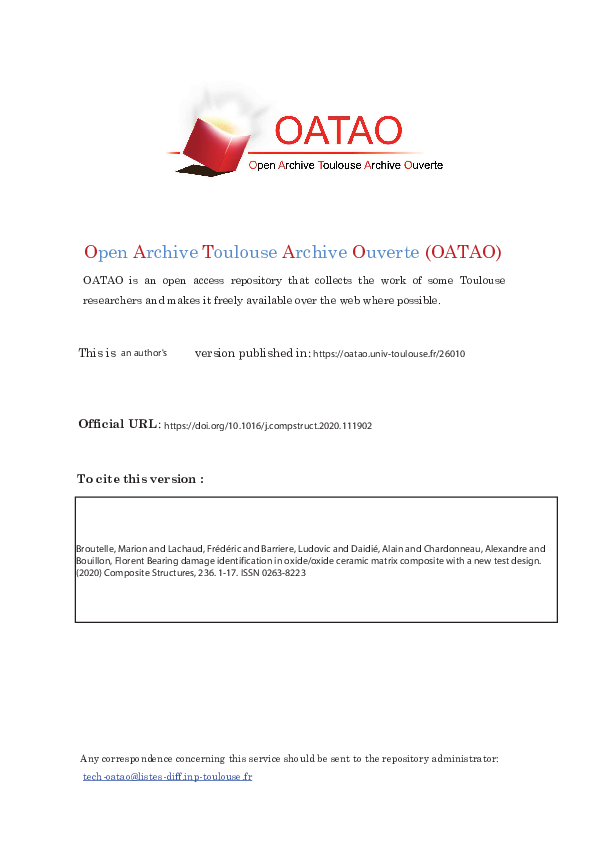 (PDF) Bearing damage identification in oxide/oxide ceramic matrix ...