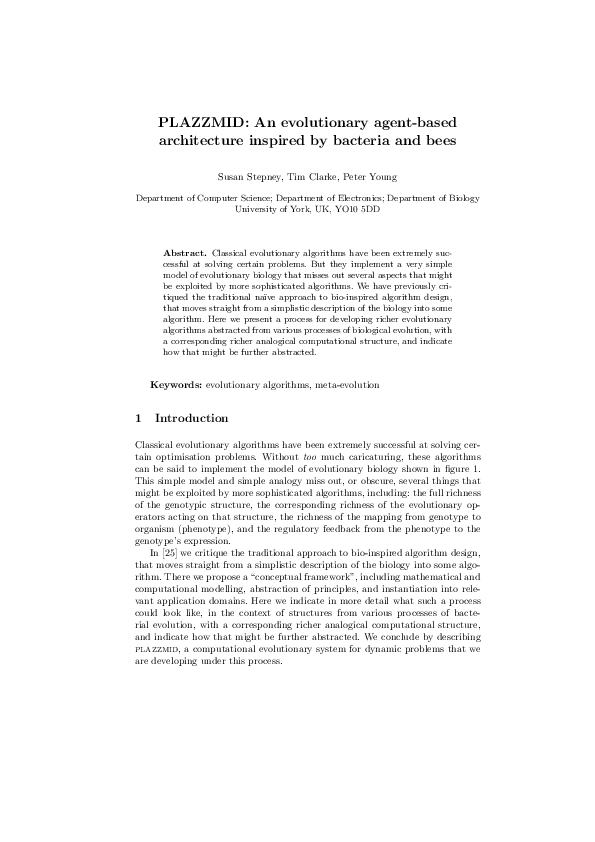 (PDF) PLAZZMID: An Evolutionary Agent-Based Architecture Inspired by ...