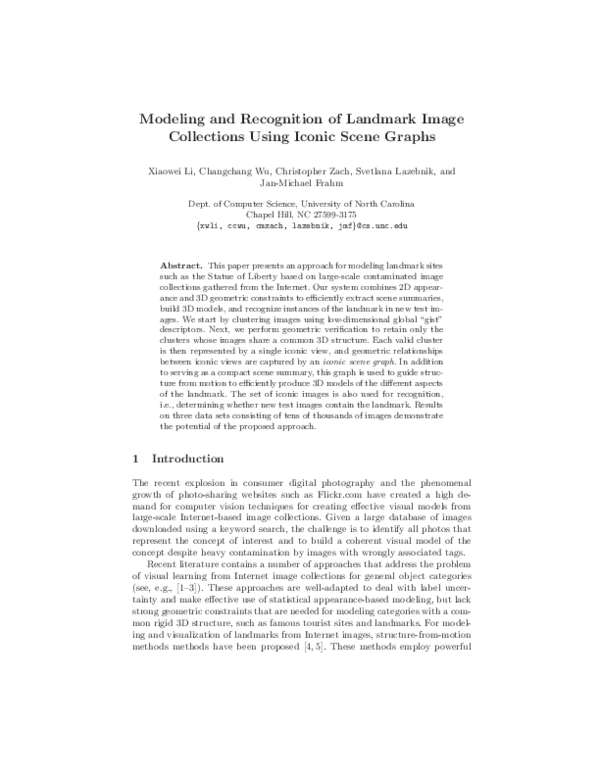 (PDF) Modeling and Recognition of Landmark Image Collections Using ...