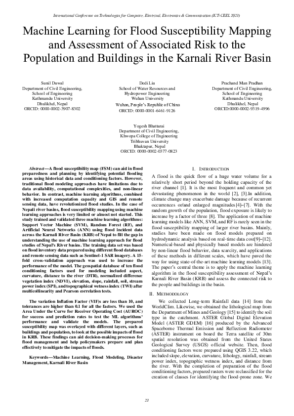 (PDF) Machine Learning for Flood Susceptibility Mapping and Assessment ...
