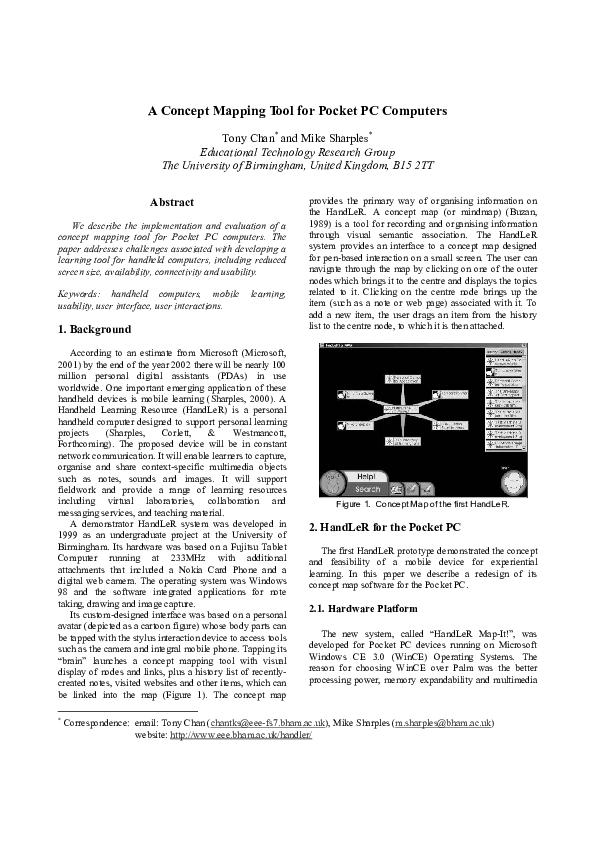 (PDF) A concept mapping tool for pocket PC computers