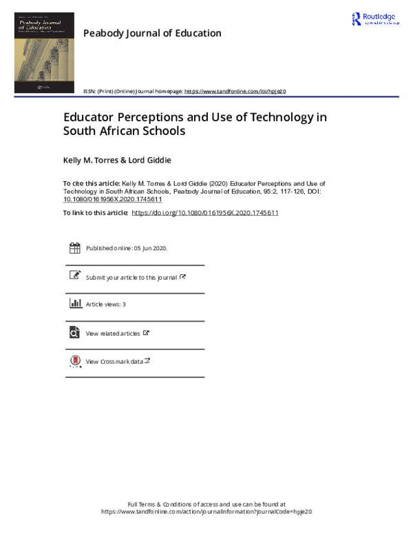 (PDF) Educator Perceptions and Use of Technology in South African Schools