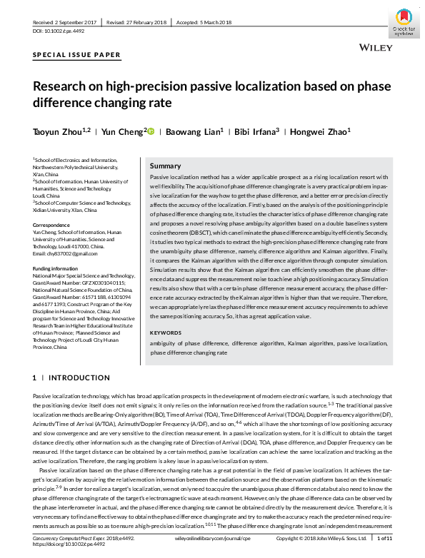 (PDF) Research on high-precision passive localization based on phase ...