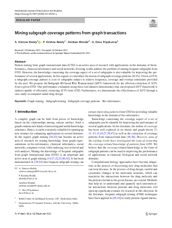 (PDF) Mining subgraph coverage patterns from graph transactions