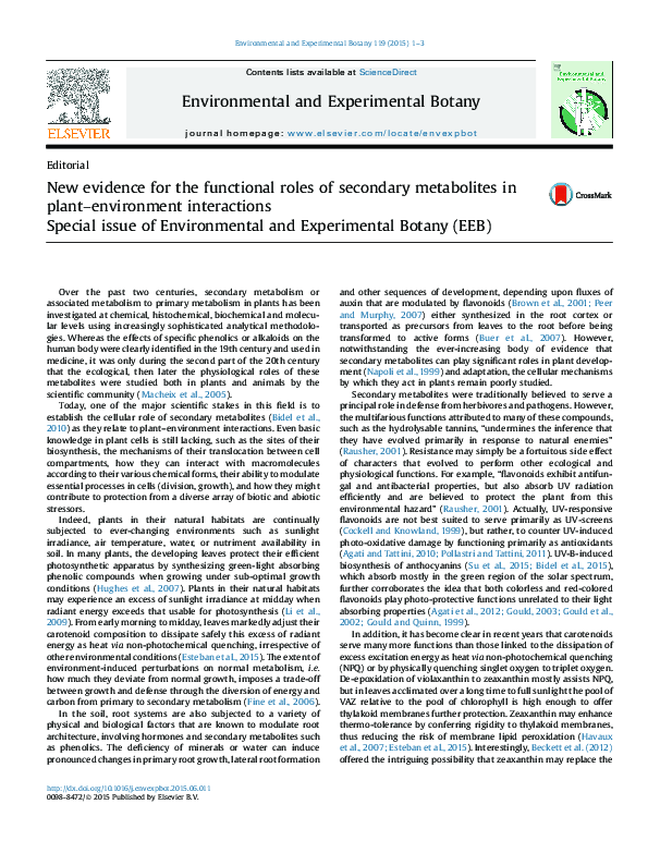 (PDF) New evidence for the functional roles of secondary metabolites in ...