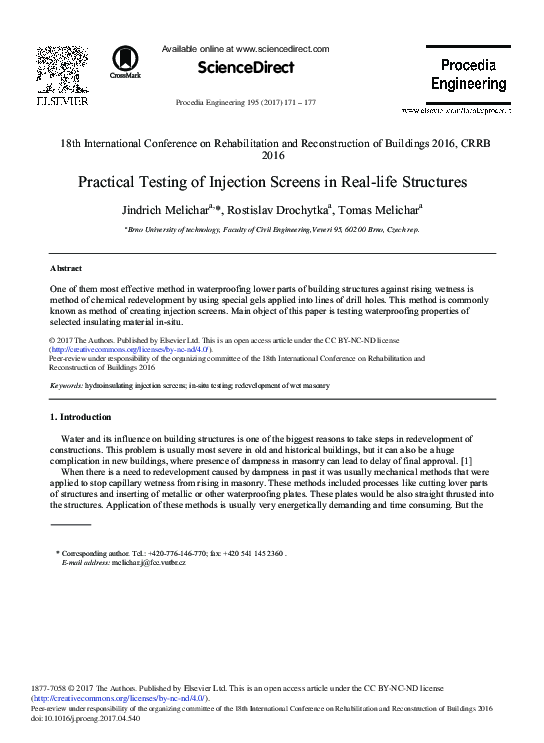 (PDF) Practical Testing of Injection Screens in Real-life Structures