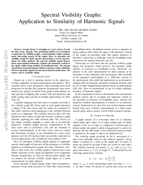 (PDF) Spectral Visibility Graphs: Application to Similarity of Harmonic ...