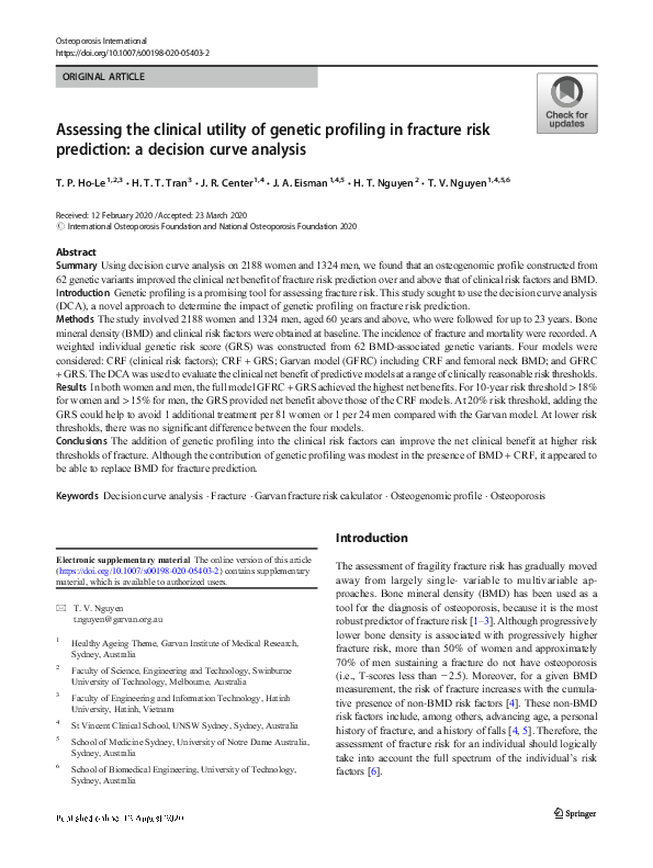 (PDF) Assessing the clinical utility of genetic profiling in fracture ...