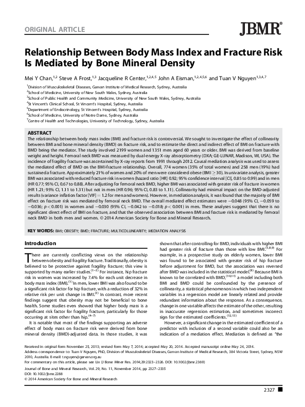 (PDF) Relationship Between Body Mass Index and Fracture Risk Is ...